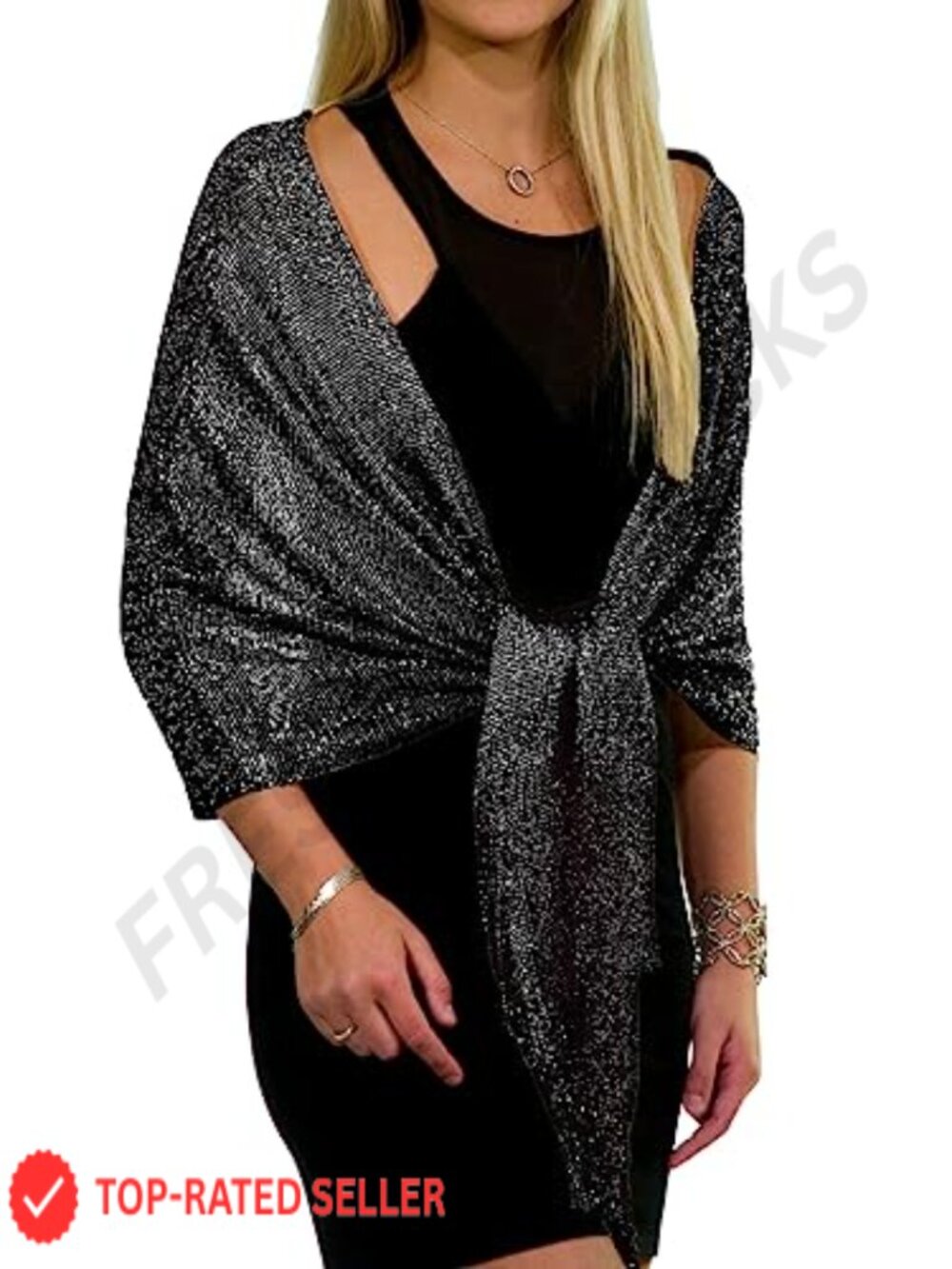 ShineGlitz Metallic Glitter Shawl Wrap Evening Wedding Gift
